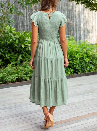 Johanna | Damen Bauchkontrolle Gestuftes Midi-Kleid