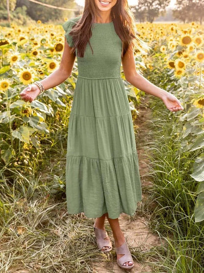 Johanna | Damen Bauchkontrolle Gestuftes Midi-Kleid