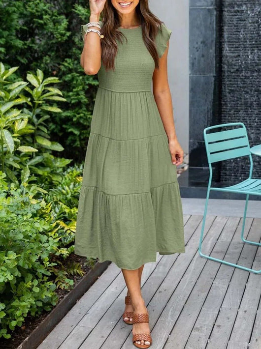 Johanna | Damen Bauchkontrolle Gestuftes Midi-Kleid