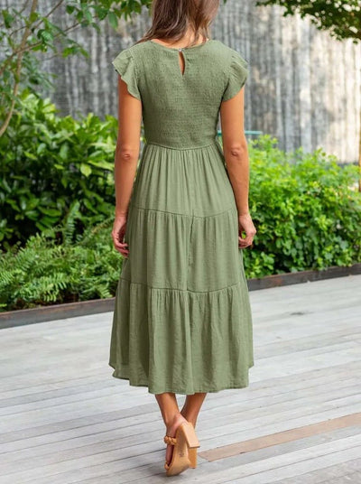 Johanna | Damen Bauchkontrolle Gestuftes Midi-Kleid