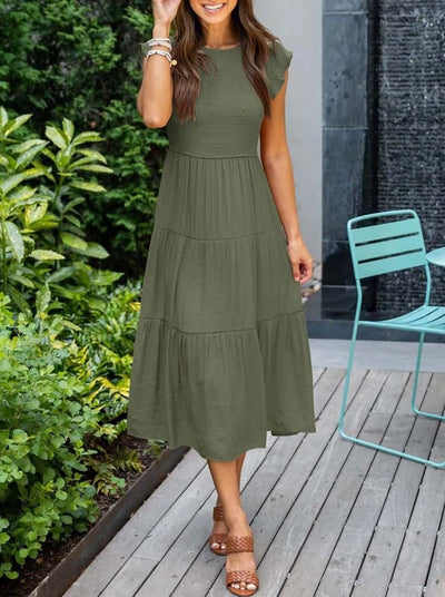 Johanna | Damen Bauchkontrolle Gestuftes Midi-Kleid