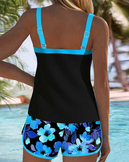 Amelie | Damen Bauchweg Blumen Tankini Set