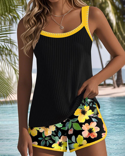 Amelie | Damen Bauchweg Blumen Tankini Set