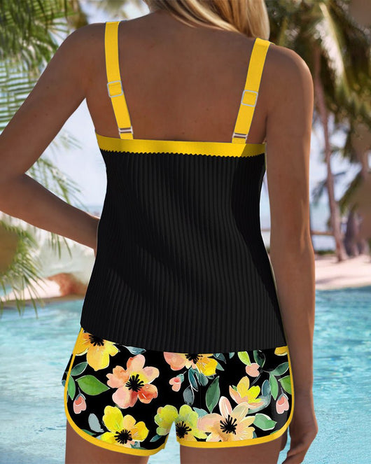 Amelie | Damen Bauchweg Blumen Tankini Set
