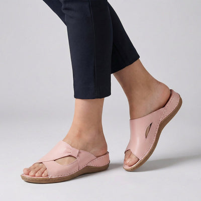 Elisabeth | Damen Bequeme Sandalen Flache Mule-Sandale mit Cut-Out-Detail