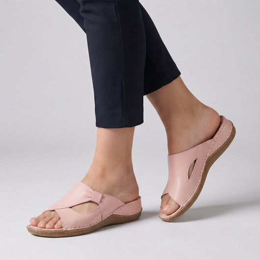 Elisabeth | Damen Bequeme Sandalen Flache Mule-Sandale mit Cut-Out-Detail