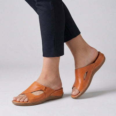 Elisabeth | Damen Bequeme Sandalen Flache Mule-Sandale mit Cut-Out-Detail