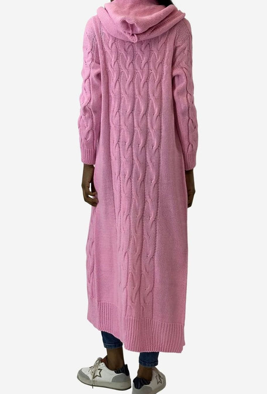 Clara | Damen Übergangsjacke lange Kapuzen-Strickjacke Baumwollmischung