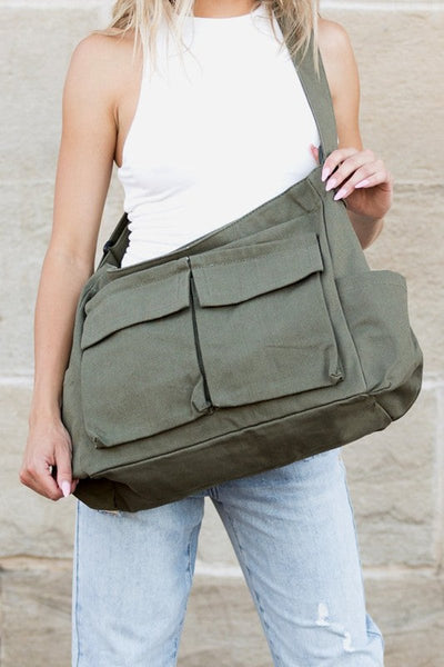 Elfriede | Damen Übergroße Canvas Tote Bag Messenger Schultertasche
