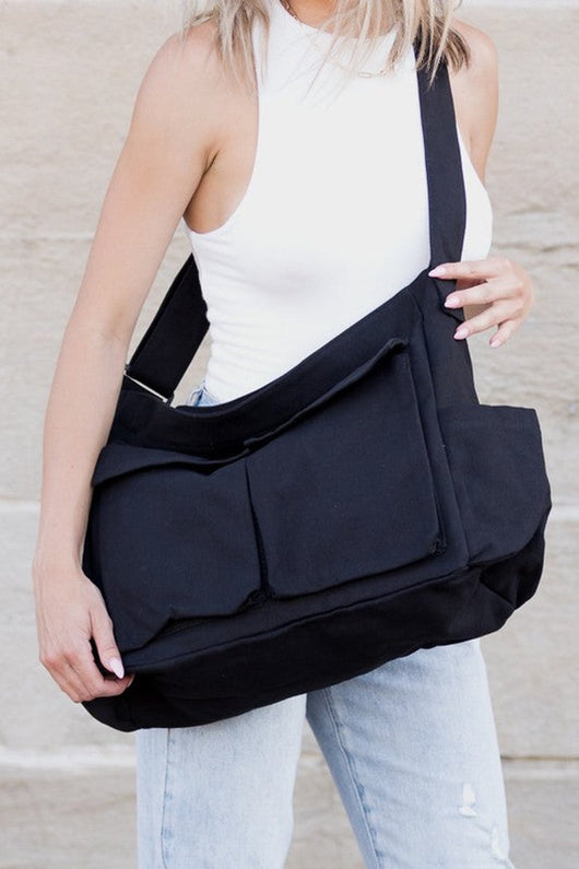 Elfriede | Damen Übergroße Canvas Tote Bag Messenger Schultertasche