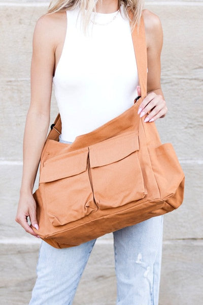 Elfriede | Damen Übergroße Canvas Tote Bag Messenger Schultertasche