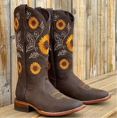 Elisabeth | Damen Bestickte Sonnenblumen Cowboystiefel