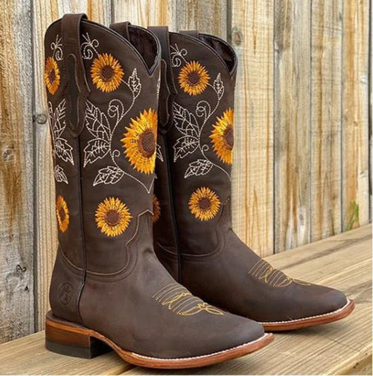 Elisabeth | Damen Bestickte Sonnenblumen Cowboystiefel