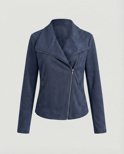 Nora | Damen Bikerjacke Kunstleder Wildlook asymmetrischer Reißverschluss
