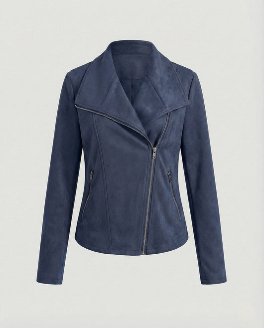 Nora | Damen Bikerjacke Kunstleder Wildlook asymmetrischer Reißverschluss