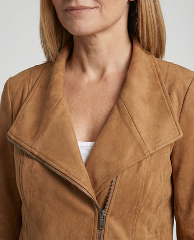 Nora | Damen Bikerjacke Kunstleder Wildlook asymmetrischer Reißverschluss