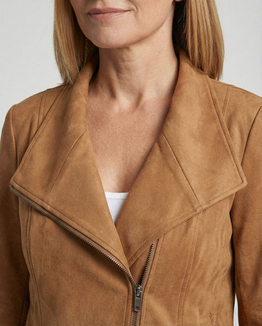 Nora | Damen Bikerjacke Kunstleder Wildlook asymmetrischer Reißverschluss