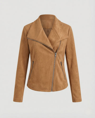 Nora | Damen Bikerjacke Kunstleder Wildlook asymmetrischer Reißverschluss