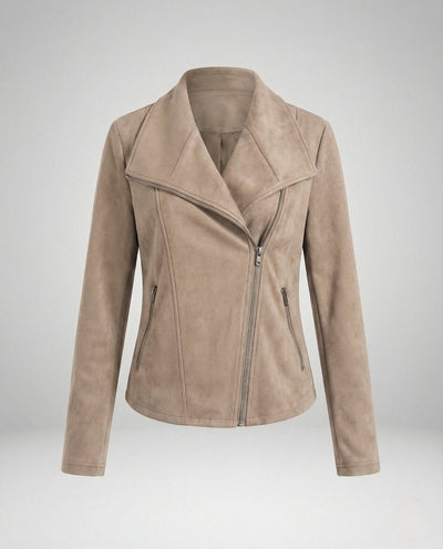 Nora | Damen Bikerjacke Kunstleder Wildlook asymmetrischer Reißverschluss
