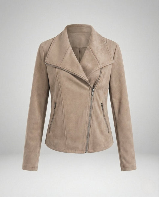 Nora | Damen Bikerjacke Kunstleder Wildlook asymmetrischer Reißverschluss