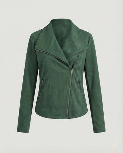 Nora | Damen Bikerjacke Kunstleder Wildlook asymmetrischer Reißverschluss