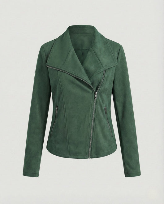 Nora | Damen Bikerjacke Kunstleder Wildlook asymmetrischer Reißverschluss