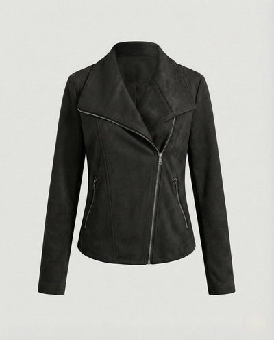 Nora | Damen Bikerjacke Kunstleder Wildlook asymmetrischer Reißverschluss