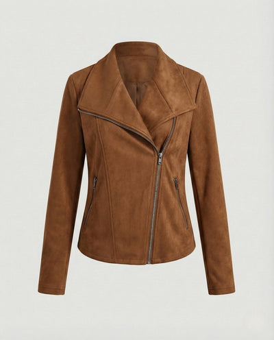 Nora | Damen Bikerjacke Kunstleder Wildlook asymmetrischer Reißverschluss
