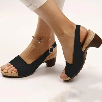 Amelie | Damen Block-Heel Slingback Sandalen mit Schnalle