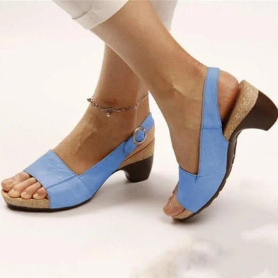 Amelie | Damen Block-Heel Slingback Sandalen mit Schnalle