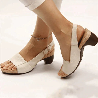 Amelie | Damen Block-Heel Slingback Sandalen mit Schnalle