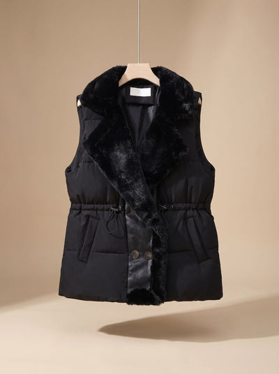 Hannah | Damen Bodywarmer gesteppte Weste Kunstpelz-Schalkragen Tunnelzug
