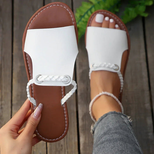 Greta | Damen Boho Geflochtene Flache Sandalen