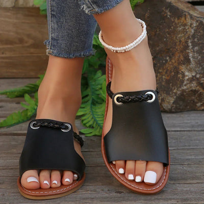 Greta | Damen Boho Geflochtene Flache Sandalen