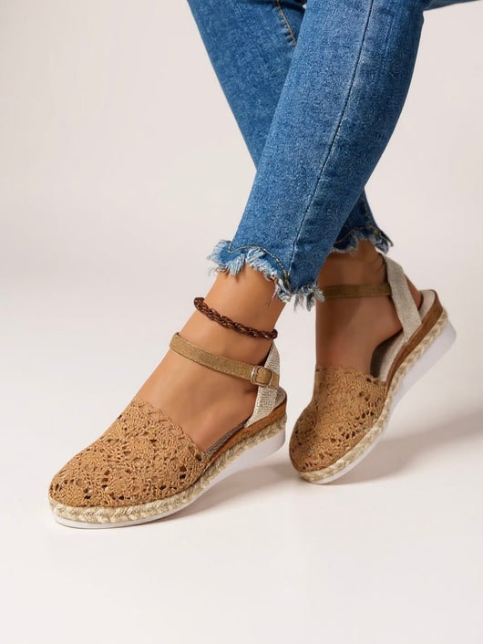 Annika | Damen Boho Häkel Platform Sandalen mit Knöchelriemen