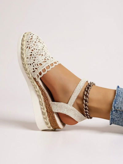 Annika | Damen Boho Häkel Platform Sandalen mit Knöchelriemen