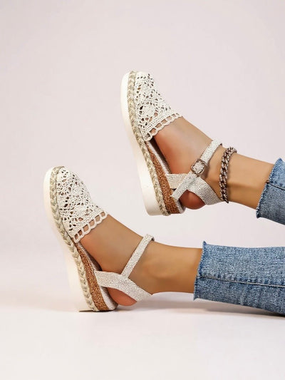 Annika | Damen Boho Häkel Platform Sandalen mit Knöchelriemen