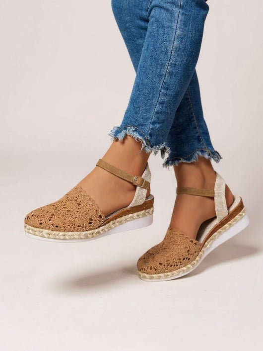 Annika | Damen Boho Häkel Platform Sandalen mit Knöchelriemen