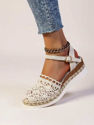Annika | Damen Boho Häkel Platform Sandalen mit Knöchelriemen