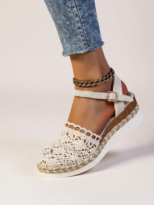 Annika | Damen Boho Häkel Platform Sandalen mit Knöchelriemen