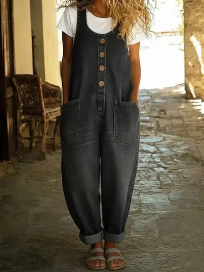 Charlotte | Damen Boho Jeans Overall Ärmellos Locker Sitzend