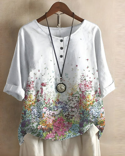 Sophie | Damen Boho Kurzarm-Oberteil mit Buntem Ethno-Print