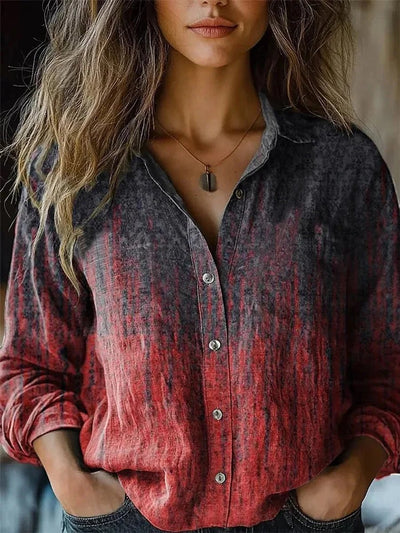 Elisabeth | Damen Boho Langarm Bluse geknöpft florales Muster