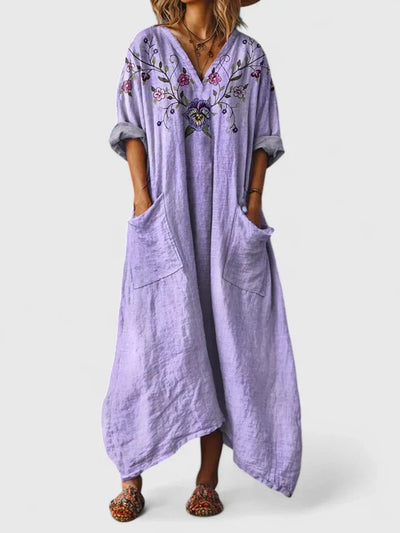 Annika | Damen Boho-Maxikleid mit Paisleymuster und Taschen