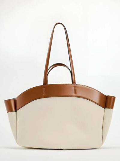 Marie | Damen Canvas Tote Bag große Schultertasche mit Lederdetails