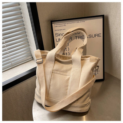 Mia | Damen Canvas Tote Bag Multifunktionale Schultertasche mit Schultergurt