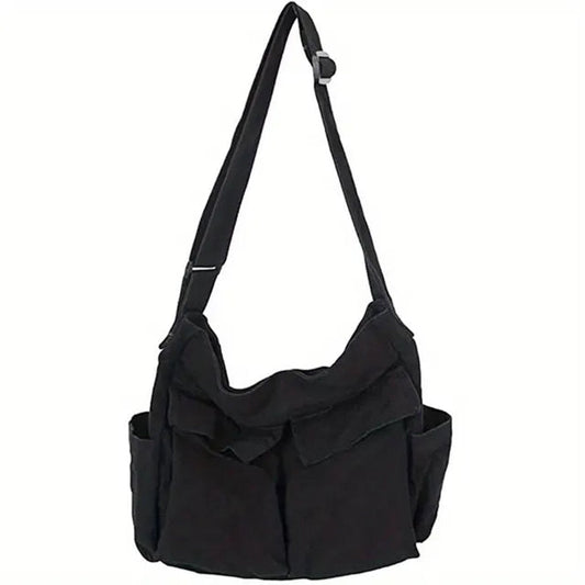 Marie | Damen Canvas Tote Bag Vintage Umhängetasche mit Außentaschen