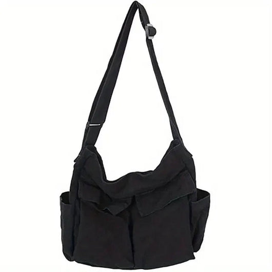 Marie | Damen Canvas Tote Bag Vintage Umhängetasche mit Außentaschen