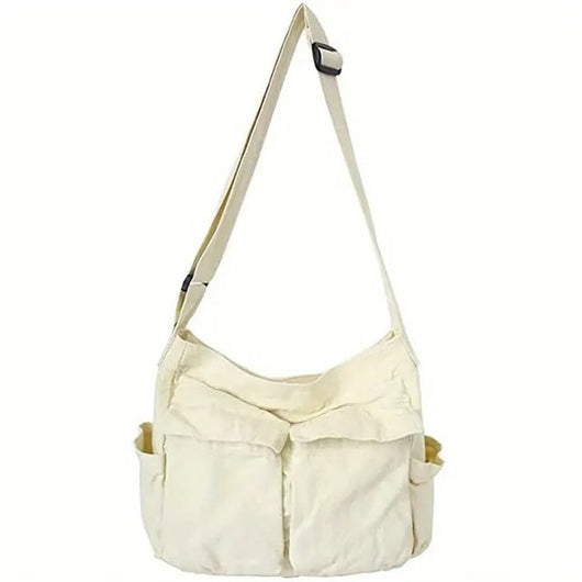 Marie | Damen Canvas Tote Bag Vintage Umhängetasche mit Außentaschen