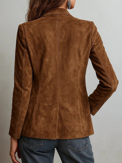 Emilia | Damen Cardigan Blazer Kunstwildleder Tailored-Fit Knopfleiste
